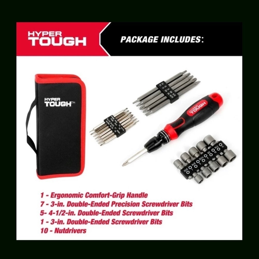 New Hyper Tough Hyper Tough 24-piece Quick-load Screwdriver Set
